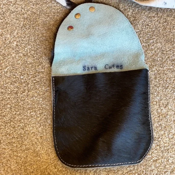 Cowhide leather with fur purse handbag - Picture 6 of 12